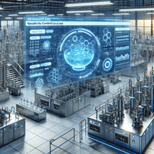 DALL·E 2024-01-09 22.00.57 - A sophisticated pharmaceutical manufacturing facility where generative AI monitors and predicts quality control issues. The facility is modern and hig